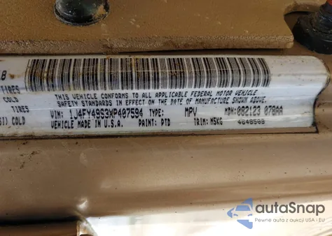 1999 Jeep Wrangler Sahara из США, поврежденный, VIN 1J4FY49S3XP407594